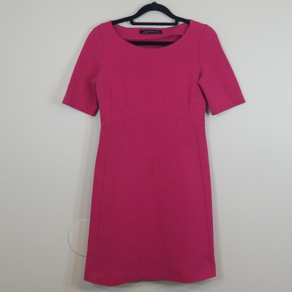 Zara Hot Pink Midi Short Sleeve Dress - Picture 4 of 6